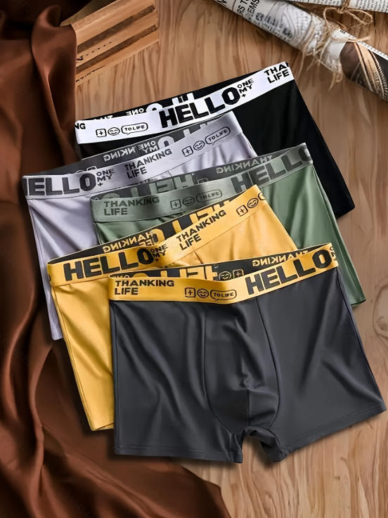 Multi Pack Underwear - 남성용 밀크 실크 사각 팬티 5종